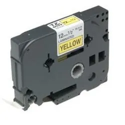 Brother Gloss Laminated Labelling Tape - 12mm, Black/Yellow ruban d'étiquette TZ