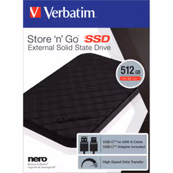 Verbatim Disque SSD portable Store 'n' Go USB 3.2 Gén 1 512 Go - Vue supplémentaire 4