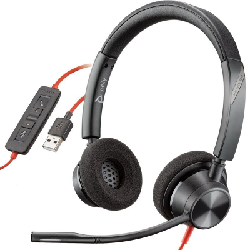 POLY Blackwire 3320 Casque Avec fil Arceau Bureau/Centre d'appels USB Type-A Noir, Rouge (214012-01)