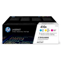 HP 410XLaserJet, lot de 3 cartouches de toner grande capacité authentiques, cyan/magenta/jaune (CF252XM)
