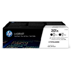 HP 201X LaserJet, lot de 2 cartouches de toner grande capacité authentiques, noir
