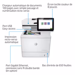 HP Color LaserJet Enterprise Imprimante multifonction M578dn, Impression, copie, numérisation, télécopie (en option), Impression recto-verso; Chargeur automatique de documents de 100 feuilles; Éco-énergétique - Vue supplémentaire 5