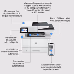 HP LaserJet Pro Imprimante MFP 4102fdn, Noir et blanc, Imprimante pour Petites/moyennes entreprises, Impression, copie, scan, fax, Éligibilité Instant Ink; Imprimer depuis un téléphone ou une tablette; Chargeur automatique de documents; Impression recto-verso - Vue supplémentaire 5