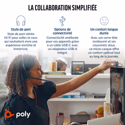 HP Poly Blackwire 3320 Stereo Microsoft Teams Certified USB-C Headset +USB-C/A Adapter Avec fil Arceau Noir - Vue supplémentaire 2