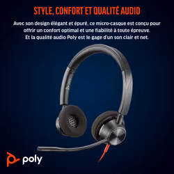 HP Poly Blackwire 3320 Stereo Microsoft Teams Certified USB-C Headset +USB-C/A Adapter Avec fil Arceau Noir - Vue supplémentaire 5