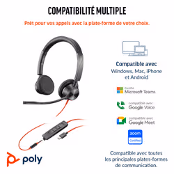 POLY Micro-casque Blackwire 3325 stéréo USB-C + connexion 3,5 mm + adaptateur USB-C/A - Vue supplémentaire 3