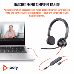 POLY Micro-casque Blackwire 3325 stéréo USB-C + connexion 3,5 mm + adaptateur USB-C/A - Vue supplémentaire 6