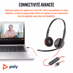 POLY Micro-casque Blackwire 3220 stéréo USB-C + adaptateur USB-C/A - Vue supplémentaire 2