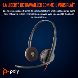 POLY Micro-casque Blackwire 3220 stéréo USB-C + adaptateur USB-C/A - Vue supplémentaire 4