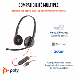 POLY Micro-casque Blackwire 3220 stéréo USB-C + adaptateur USB-C/A - Vue supplémentaire 6
