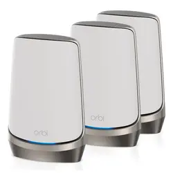 NETGEAR Orbi Quad-band RBKE963 AXE11000 WiFi 6E Mesh System Quad-band (2.4 GHz / 5 GHz-1 / 5 GHz-2 / 6 GHz) Wi-Fi 6 (802.11ax) Gris, Blanc 16 Interne