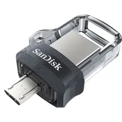 SanDisk Ultra Dual m3.0 lecteur USB flash 16 Go USB Type-A / Micro-USB 3.2 Gen 1 (3.1 Gen 1) Noir, Argent, Transparent