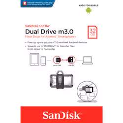 SanDisk Ultra Dual m3.0 lecteur USB flash 32 Go USB Type-A / Micro-USB 3.2 Gen 1 (3.1 Gen 1) Noir, Argent, Transparent - Vue supplémentaire 4
