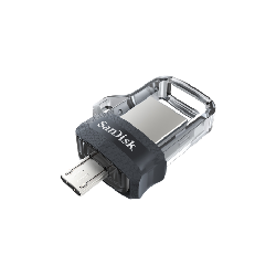 SanDisk Ultra Dual m3.0 lecteur USB flash 64 Go USB Type-A / Micro-USB 3.2 Gen 1 (3.1 Gen 1) Noir, Argent, Transparent