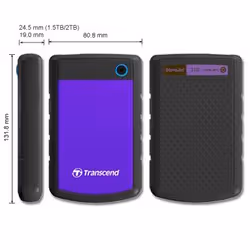 Transcend StoreJet 25H3P (USB 3.0), 2TB disque dur externe 2000 Go Noir, Violet - Vue supplémentaire 2
