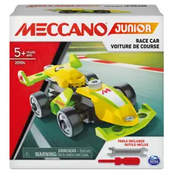 Meccano - Mes PREMIÈRES CONSTRUCTIONS Junior - Voiture de Course, Moto, Hélicoptère ou Bulldozer - Jeu Construction avec 2 Outils - Modèle aléatoire - Jouet Enfant 5 Ans et +