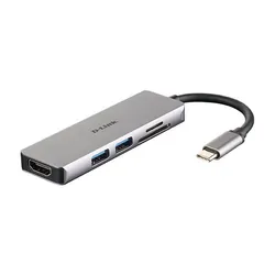 HUB 5Port D-Link DUB-M530 2xUSB3,0 USB-C HDMI 4K SD microSD passiv Grey (DUB-M530)