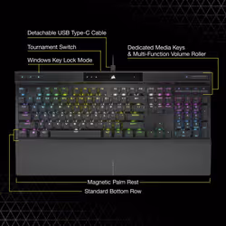Corsair Clavier gaming mécanique K70 RGB PRO avec touches PBT DOUBLE SHOT PRO - CHERRY MX Red (FR) - Vue supplémentaire 7