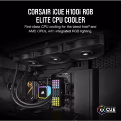 Corsair H100i Processeur Refroidisseur de liquide tout-en-un 12 cm Noir 1 pièce(s) - Vue supplémentaire 2
