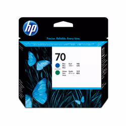 HP 70 tête d'impression DesignJet bleue et verte