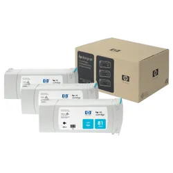 HP 81 3-pack 680-ml Cyan DesignJet Dye Ink Cartridges cartouche d'encre 3 pièce(s) Original