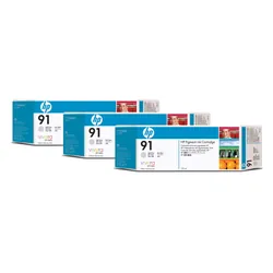 HP 91 3-pack 775-ml Light Gray DesignJet Pigment Ink Cartridges cartouche d'encre 1 pièce(s) Original Gris clair (C9482A)