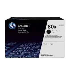 HP 80X pack de 2 cartouches authentiques de toner LaserJet noir grande capacité