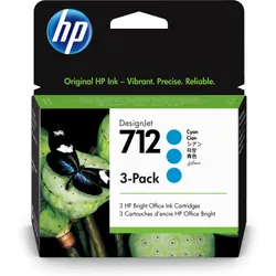 HP Pack de 3 cartouches d'encre DesignJet 712, cyan, 29 ml (3ED77A)