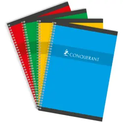 Conquerant 100100712 bloc-notes A4 180 feuilles Rouge, Vert, Jaune, Bleu
