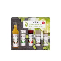 Monin Sirup Cocktail Set Noix de coco, Fleur de sureau, Menthe mojito, Fruit de la passion, Fraise 250 ml Sirop pour desserts