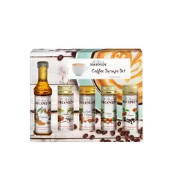 Monin Sirup Coffee Set Amaretto, Caramel, Gingembre, Noisettes, Vanille 250 ml Sirop pour desserts