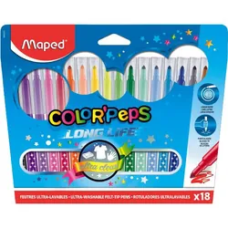 Maped Long Life stylo-feutre Moyen Couleurs assorties 18 pièce(s)