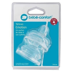 BEBE CONFORT Tétine Emotion Silicone T.3 - Bouillie (x2)