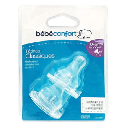 Bebe Confort – Tétines silicone classique T1 (x2) – 3 vitesses (0-6M +)