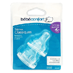 Bebe Confort – Tétines silicone classique T2 (x2) – 3 vitesses (0-12M +)