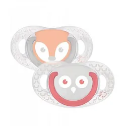 BÉBÉ CONFORT SUCETTE NATURAL PHYSIO 0-6M FUNNY ANIMALS HIBOU RENARD X2