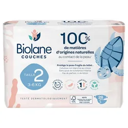 Biolane Couches Naturelles 28 Couches Taille 2 (3-6 Kg)