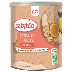 Babybio Céréales 3 Fruits avec Quinoa 6 Mois et + Bio 220 g