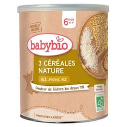 Babybio 3 Céréales Nature 6 Mois et + Bio 220 g