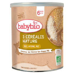 Babybio 3 Céréales Nature 6 Mois et + Bio 220 g