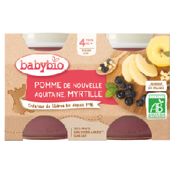 Babybio Pomme Myrtille 4 Mois et + Bio 2 Pots de 130 g