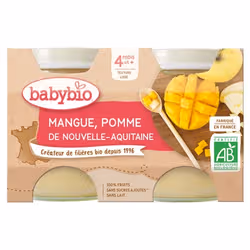 Babybio Mangue Pomme 4 Mois et + Bio 2 Pots de 130 g