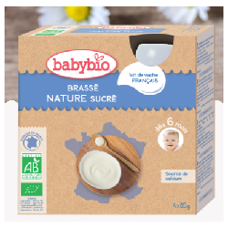 Babybio Brassé nature sucré, dès 6 mois, 4*85g