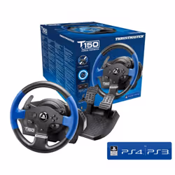 Thrustmaster T150 Force Feedback Volant + pédales PC,PlayStation 4,Playstation 3 USB Noir, Bleu - Vue supplémentaire 5