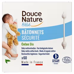 Douce Nature Bébé Bâtonnets Sécurité Coton Bio 60 Unités