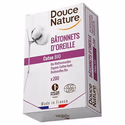 Douce Nature Bâtonnets d'Oreille Coton Bio 200 Unités