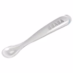 Béaba Cuillère Silicone 1er Âge 4 Mois et + - Couleur : Gris