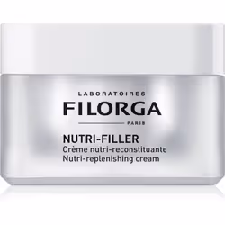 FILORGANutri-FillerCrème nutri-reconstituanteFermeté50mlNutrition intense - Du beurre de karité associé à de l’huile d’argan pour apporter confort et souplesse aux peaux les plus sèches. Action repulpante - Un extrait végétal booster de collagène pour redonner à la peau fermeté et rebond. Effet lift zone U - De l’algue rouge cible la zone du cou et du double menton pour redéfinir l’ovale du visage.
