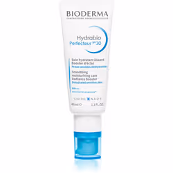 BIODERMAHydrabio Perfecteur Soin hydratant lissant Booster d'éclatSPF30UVA/UVBPeaux sensibles déshydratées40mlGénérateur d'hydratationLe complexe biologique breveté Aquagenium est un réel générateur d'hydratation