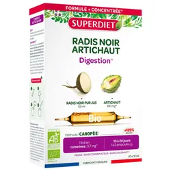 Superdiet Radis Noir Artichaut Bien-Être du Foie Bio 20 Ampoules